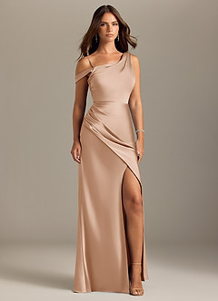 Azazie Madelyn Bridesmaid Dresses English Rose Mermaid Off the Shoulder Stretch Satin Convertible Dress image9