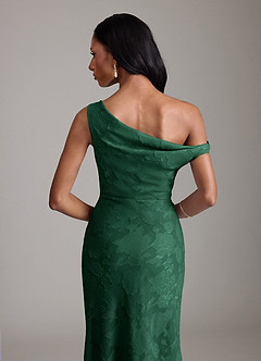 Azazie Emerson Vestidos de madrinha de casamento Vestido Verde Escuro de Esgotamento Floral de sereia com Fora do ombro image7