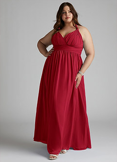 Azazie Ashia Final Sale Scarlet A-Line Pleated Chiffon Dress image7