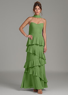 Azazie Imani Final Sale Steel Blue A-Line Ruched Chiffon Dress image5