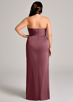 Azazie Jemma Bridesmaid Dresses Desert Rose Sheath Pleated Stretch Satin Dress image9