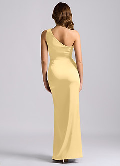 Azazie Akilah Bridesmaid Dresses Butter Mermaid One Shoulder Stretch Satin Dress image2