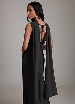 Azazie Linelle Bridesmaid Dresses Black Mermaid Pleated Chiffon Dress image9