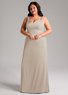 Azazie Denice Bridesmaid Dresses Frost Sheath Pleated Stretch Satin Dress image6