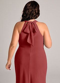 Azazie Doretta Bridesmaid Dresses Rust Mermaid Pleated Chiffon Dress image12