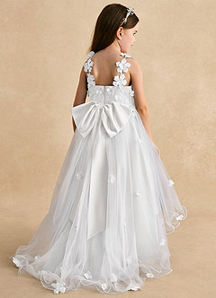 Azazie Celia Flower Girl Dresses White A-Line Lace Tulle Dress image2