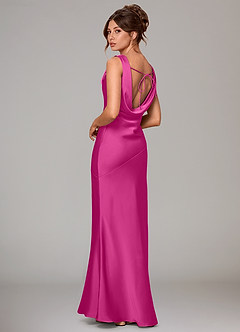 Azazie Rylina Bridesmaid Dresses Fuchsia Mermaid Stretch Satin Dress image4