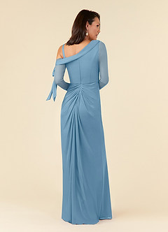 Azazie Marna Mother of the Bride Dresses Steel Blue Sheath One Shoulder Mesh Dress image3