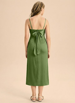 Azazie Mai Junior Juniper Sheath Pleated Stretch Satin Dress image2