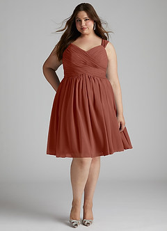 Azazie Angie Bridesmaid Dresses Auburn A-Line Corset Chiffon Dress image11