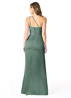 Azazie Eren Vestidos de madrinha de casamento Vestir Eucalipto de Cetim elástico de sereia com Um ombro image2