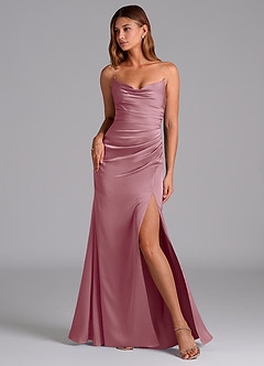 Azazie Claudelle Bridesmaid Dresses Vintage Mauve Mermaid Strapless Stretch Satin Dress image1