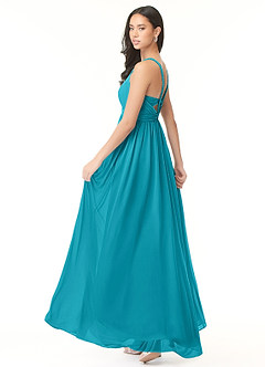 Azazie Rowena Final Sale Jade A-Line Pleated Chiffon Dress image4