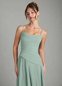Azazie Gabriela Bridesmaid Dresses Agave A-Line Corset Chiffon Dress image9