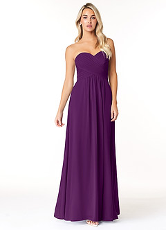 Azazie Yazmin Bridesmaid Dresses Grape A-Line Sweetheart Neckline Chiffon Convertible Dress image4