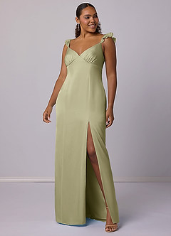 Barbie ♥ Azazie Robes de demoiselle d'honneur Robe Fourreau en Satin extensible Pistache image6