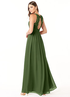 Azazie Luz Bridesmaid Dresses Olive A-Line Lace Chiffon Dress image4