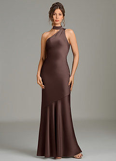 Azazie Jalissa Bridesmaid Dresses Ganache Mermaid One Shoulder Stretch Satin Dress image1