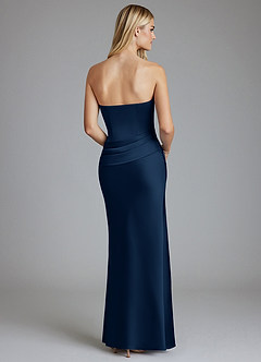 Azazie Lenya Suknie dla druhen Osłona Pofałdowany Satyna elastyczna Do ziemi Sukienka image2