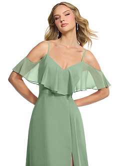 Azazie Jean Bridesmaid Dresses Matcha A-Line Chiffon Convertible Dress image6