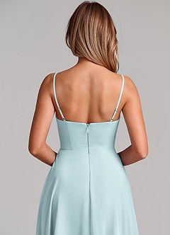 Azazie Elle Robes de demoiselle d'honneur Robe Trapèze en Mousseline de soie Plissée Brume image2