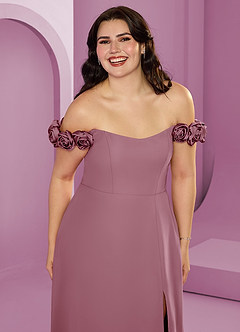 Barbie ♥ Azazie Bridesmaid Dresses Vintage Mauve A-Line Off the Shoulder Chiffon Convertible Dress image16