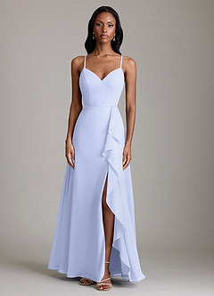 Azazie Naeem Bridesmaid Dresses Lavender A-Line V-Neck Ruffle Chiffon Dress image3