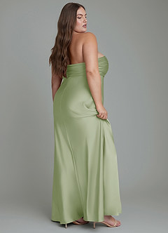 Azazie Saylor Jurken voor bruidsmeisjes Jurk van Stretch Satijn met Zeemeermin Strapless Stoffige Salie image12