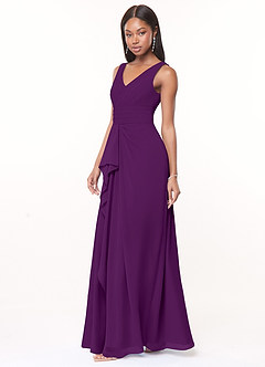 Azazie Julianna Brautjungfernkleider A-Linie Chiffon Kleid Traube image3