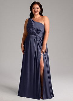 Azazie Brooke Bridesmaid Dresses Stormy A-Line One Shoulder Stretch Satin Dress image9