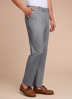 front Gavin Grey Striped Seersucker Dress Pants
