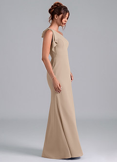 Azazie Rinna Bridesmaid Dresses Taupe Mermaid One Shoulder Chiffon Dress image5