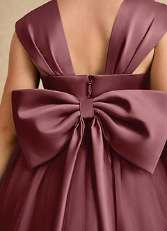 Azazie Chickadee Flower Girl Dresses Desert Rose Ball-Gown Sweetheart Neckline Matte Satin Dress image6