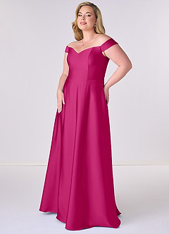 Barbie ♥ Azazie Bridesmaid Dresses Barbie Pink A-Line Off the Shoulder Stretch Satin Convertible Dress image9