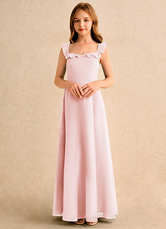 Azazie Chip Girls Formal Flower Girl Dresses Blushing Pink A-Line Sleeveless Chiffon Dress image4