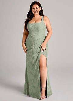 Azazie Mero Brudtärnklänningar Klä av Tubklänning i Blommig Utbrändhet Plisserad Agave image7