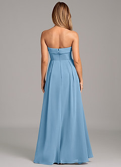 Azazie Lucienne Brautjungfernkleider Wandelbar A-Linie Schulterfrei Chiffon Kleid Stahlblau image5