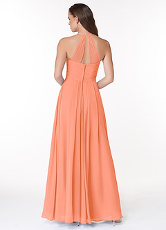 Azazie Ginger Bridesmaid Dresses Sunset A-Line Halter Pleated Chiffon Dress image7