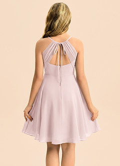 Azazie Avelina Junior Blushing Pink A-Line Pleated Chiffon Dress image2