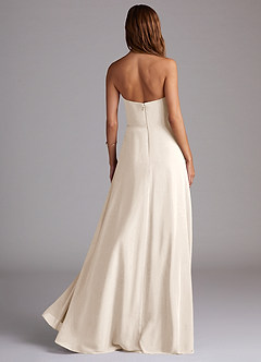 Azazie Wren Bridesmaid Dresses White Alabaster A-Line Side Slit Chiffon Convertible Dress image4
