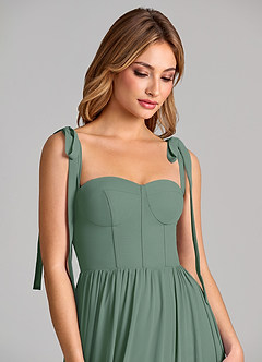 Azazie Anastacia Brautjungfernkleider A-Linie Herzausschnitt Chiffon Kleid Eukalyptus image7