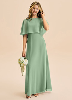 Azazie Maris Junior Abito A-Line in Chiffon Matcha image1