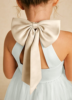 Azazie Dora Flower Girl Dresses Ivory Champagne A-Line Bow Tulle Dress image5
