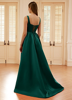 Blakellya Dark Green A-line Boned Corset Prom Dress image7