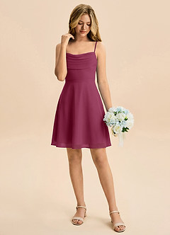 Azazie Bear Junior Mulberry A-Line Pleated Chiffon Dress image3