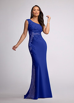 Azazie Juliane Mère de la mariée Robes Robe Sirène en Dentelle Paillettes Bleu Roi image1