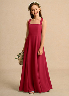 Azazie Tater Girls Formal Abiti da Ragazza di Fiori Abito A-Line in Chiffon Plissettato Scarlatto image1