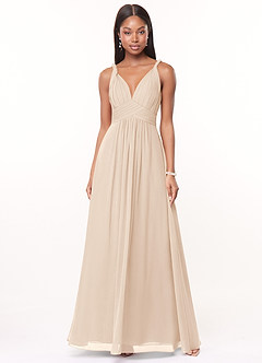 Azazie Maren Bridesmaid Dresses White Alabaster A-Line Pleated Chiffon Dress image1