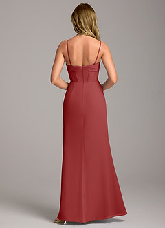 Azazie Chantel Bridesmaid Dresses Rust Sheath Strapless Chiffon Convertible Dress image6