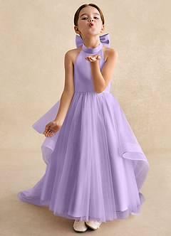 Azazie Bev Blumenmädchenkleider A-Linie Cabrio Tüll Kleid Flieder image4